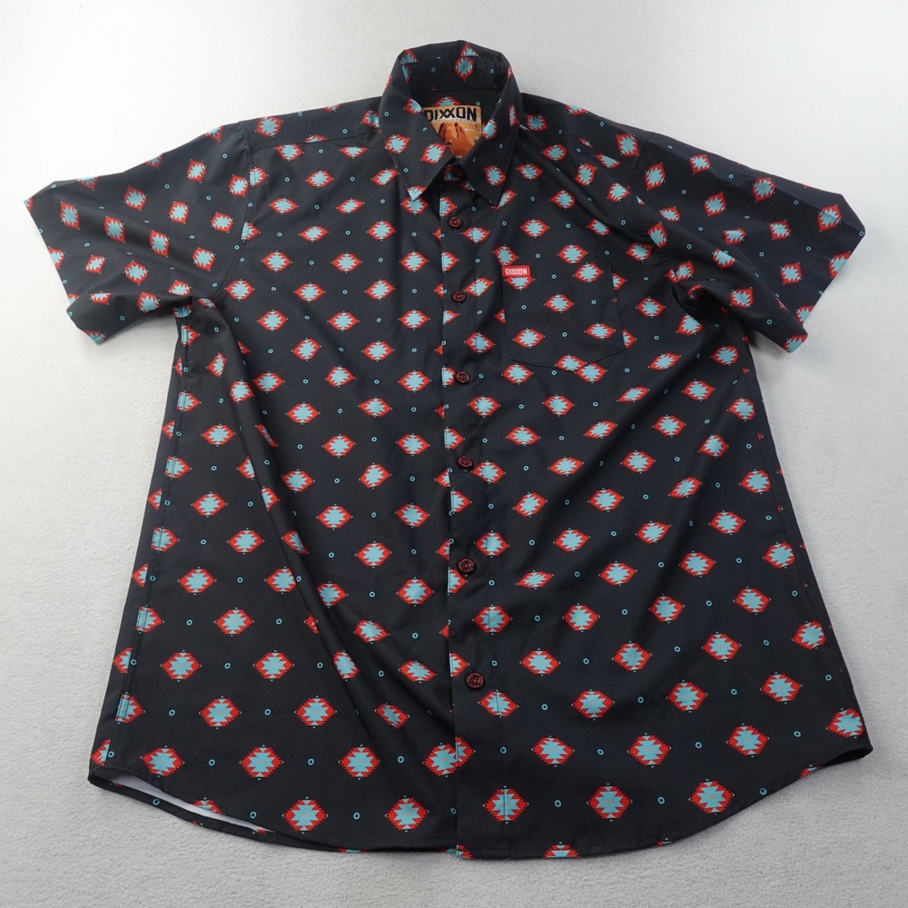 Dixxon La Mesa Party Shirt Mens Large Black Southwest D-Lite Stretch Button Up